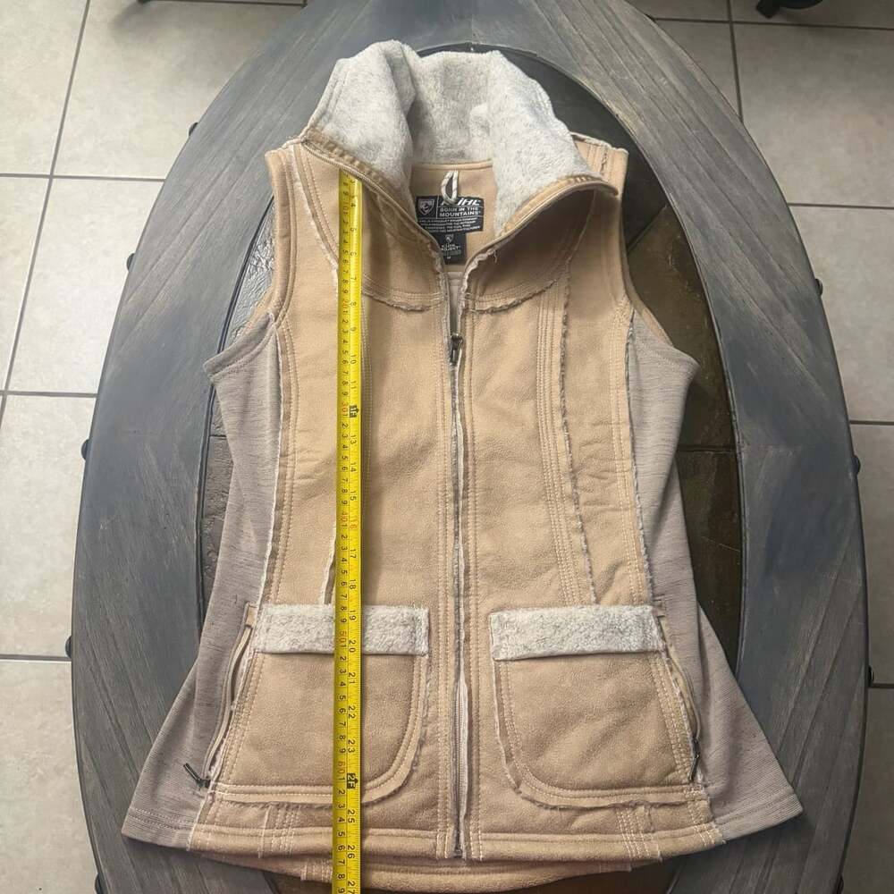 Kuhl Dani Sherpa Vest Size M Tan Fleece Zip Up